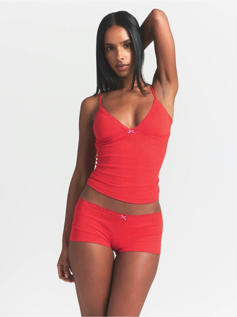 SKIMS Pointelle Lace Cami And Boy Short Set